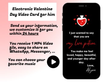 Scheda video di San Valentino / Biglietto di San Valentino animato / E-card di San Valentino / Biglietto animato di San Valentino elettronico per lui / Download digitale