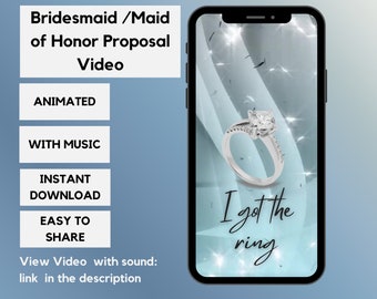 Bridesmaid Proposal video| Will you be my Bridesmaid | Maid of honor | Phone Animated Video text| Digital Download