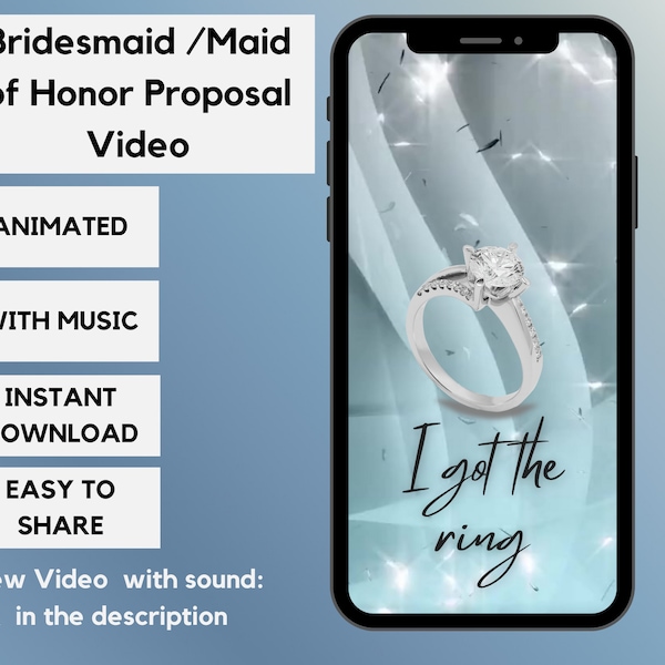 Bridesmaid Proposal video| Will you be my Bridesmaid | Maid of honor | Phone Animated Video text| Digital Download