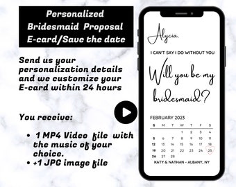 Will you be my Bridesmaid video Card  | Digital Bridesmaid Proposal Card with Calendar date | Bridesmaid Save the date  | Bridesmaid E-card