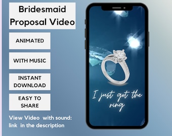 Bridesmaid Proposal video| Will you be my Bridesmaid | Maid of honor | Digital Electronic Card| Phone Animated Video text| Instant Download