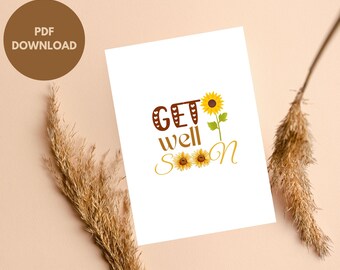 Sunflower Get Well Card - Etsy