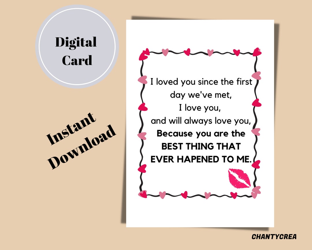 Lettered Valentines Day Printable Card | Valentines Day Card for Him ...