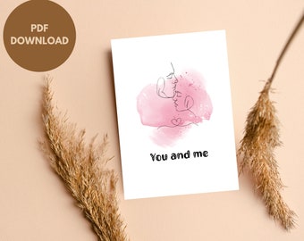 You and me Kissing couple | Valentines day card for him |  Romantic love cards for her | Digital card