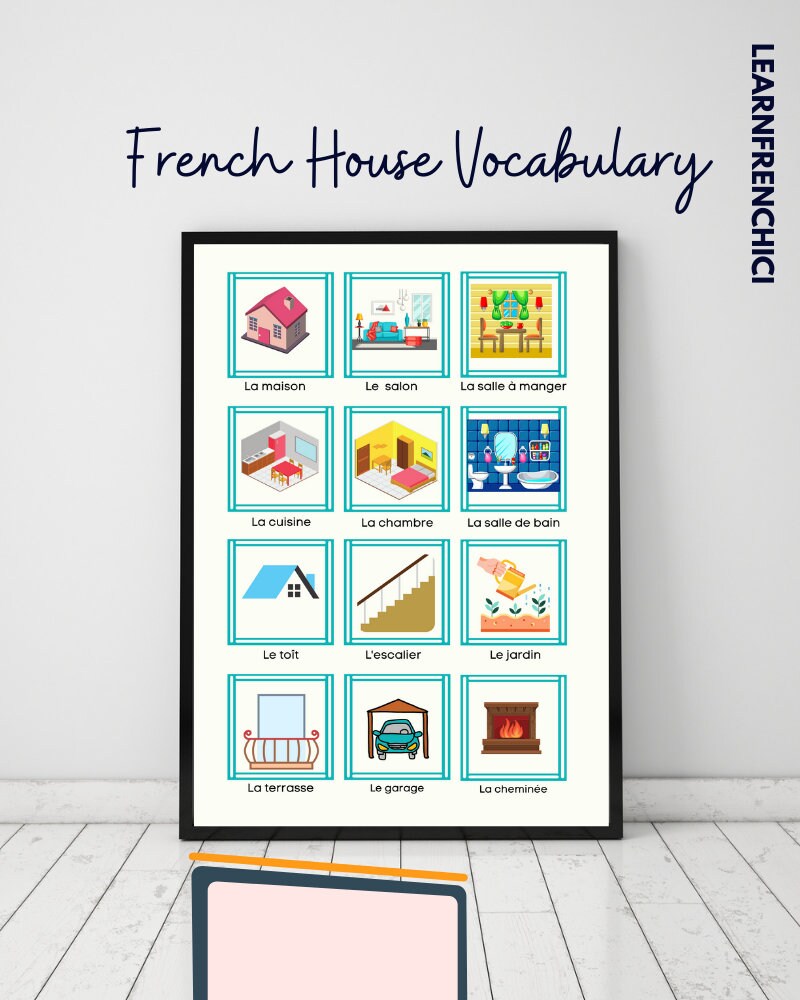 HOUSE Vocabulary French printable poster for classroom home Etsy