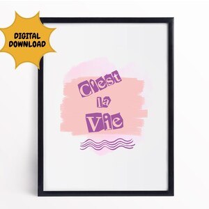 Cest la vie | Pink French quote poster | Wall art Print | Trendy PRINTABLES
