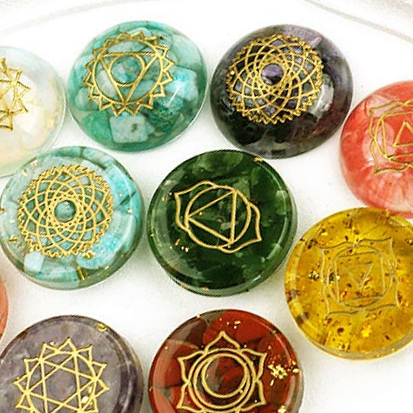 Custom Chakra Stones with Moon Tray | Classic Colors or choose your own | Resin