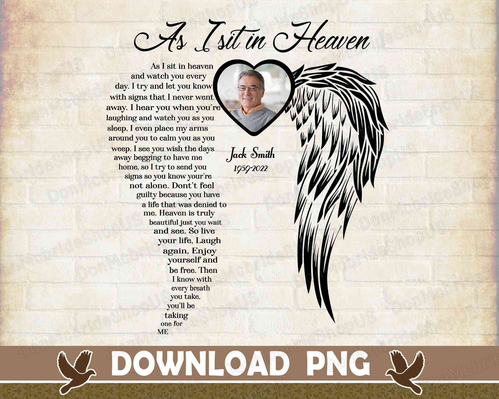 Memorial Poem Angel Wings Png for Sublimation as I Sit in  Etsy UK