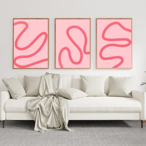 Pink abstract wall art set, abstract art prints, pink wall art, modern pink decor, light pink room decor, digital download