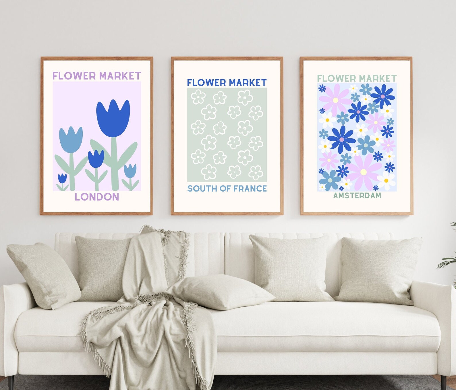 Flower Market Print Set Pastel Wall Decor Danish Flower Etsy
