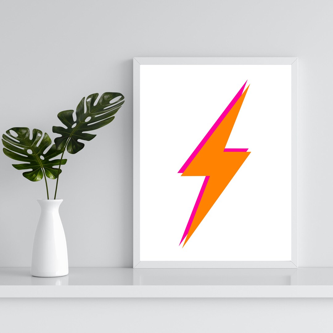 Pink and Orange Lightning Wall Art Dorm Decor Art Print Etsy