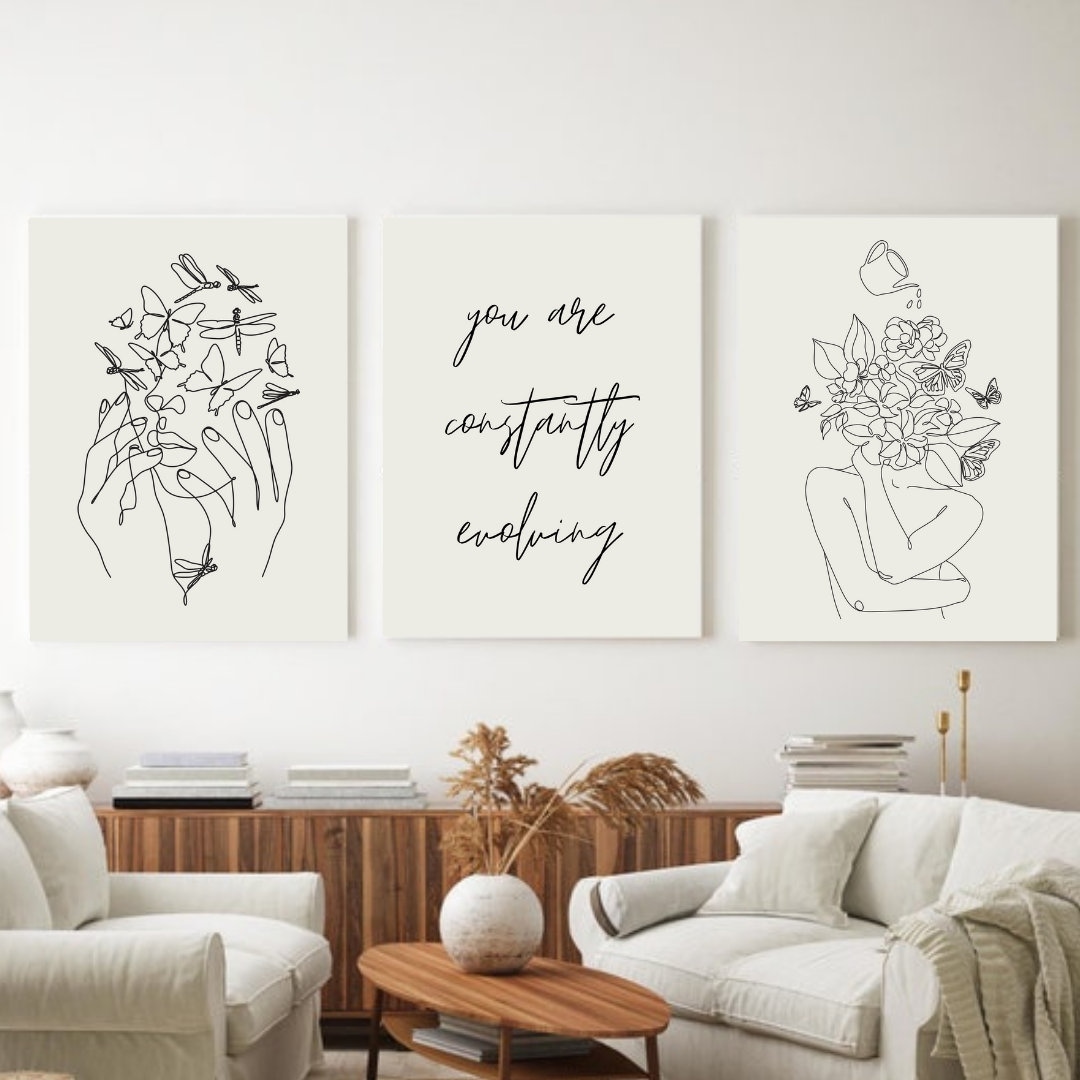 Buy Minimalistic Wall Art Set Line Drawing Simple Wall Decor ...