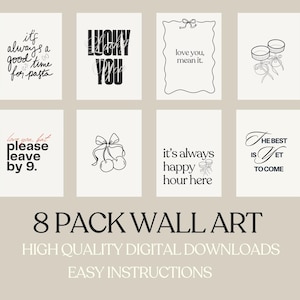 8 Pack Black and White Wall Art, Trendy Posters, Aesthetic Wall Art Collage, Trendy Room Decor, Digital Downloads