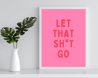 Pink wall art, Aesthetic wall art, quote art print, trendy room decor, dorm decor, pink wall collage, digital download wall art