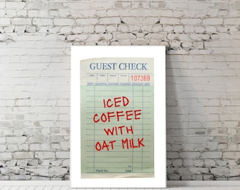 Arte de parede com pôster de café gelado, arte de parede com conta de hóspedes, impressão de arte de café, decoração de café, arte de parede moderna, arte de parede para impressão, download digital