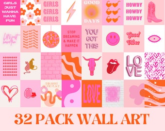 Orange and Pink Wall Art - Etsy