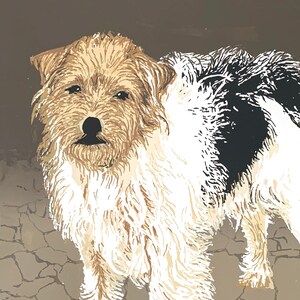 Enrica Marshall Pet Collection &quot;Befriending a dog&quot; unframed 10 1/2 x 12&quot; serigraph, limited edition, less than 3 prints, 25% off the price.
