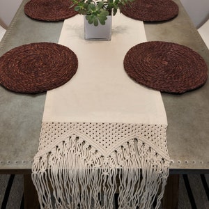 Handmade Cotton Macrame Table Runner image 1