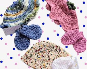 Gorro de punto para bebé de verano de 0 a 6 meses con juego de manoplas opcional y gorro de verano para niños pequeños de 12 a 24 meses (1-2 años).