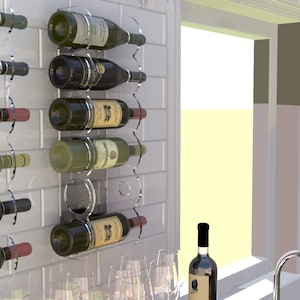 Acrylic Wall Mounted Wine Racks Holds 6 Bottles, Wine Bottle Holder for Walls, Modern Decorative Wall Mount Wine Rack, Made in USA