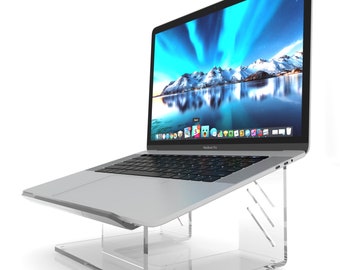 Vray Designs Acrylic Laptop Stand, Ergonomic Laptop Stand, Portable, and Clear Desk Riser for 10-17 inch Laptops-Made in USA for Home&Office