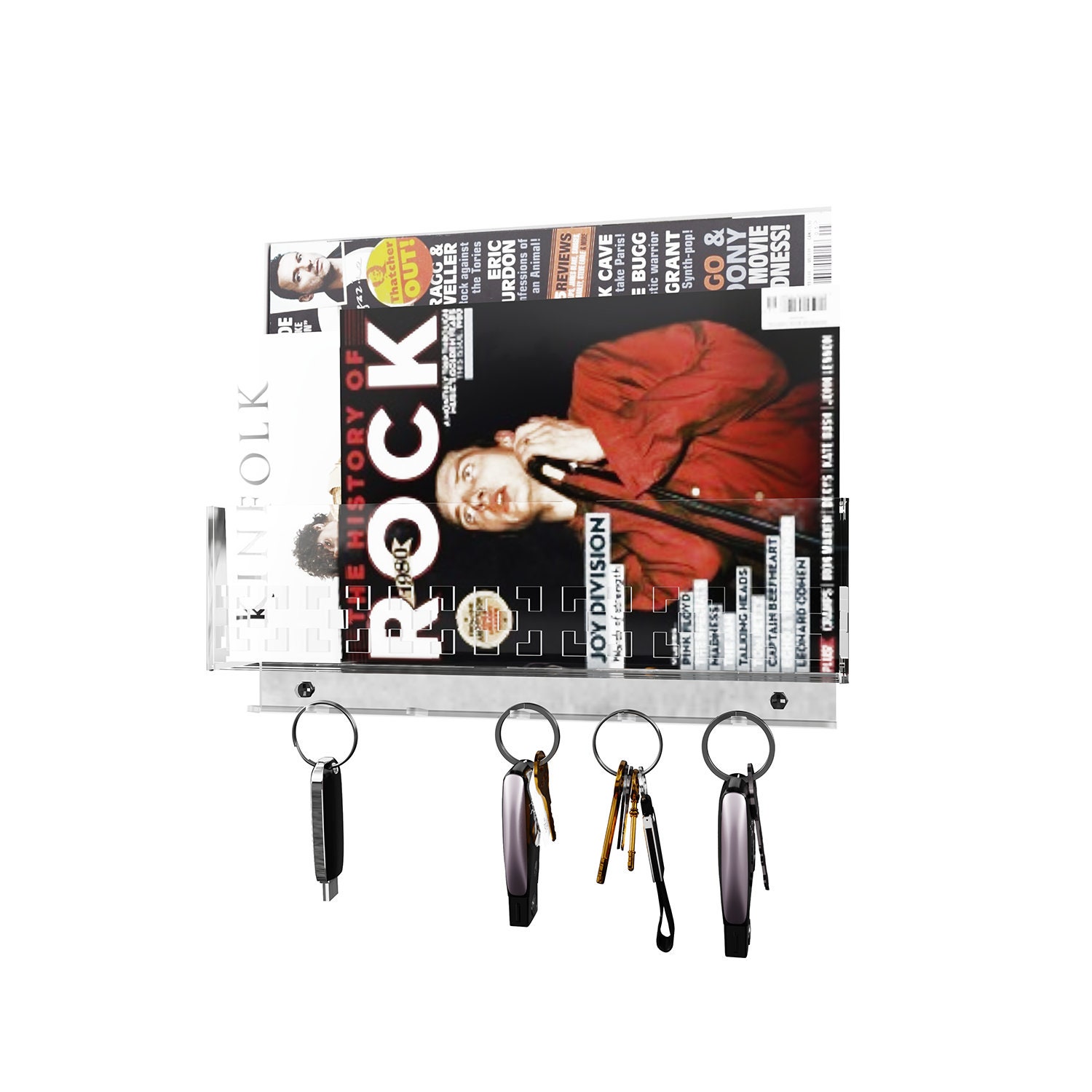 Wall Mounted Clear Acrylic Mail Holder With 5 Hooks Made in Etsy