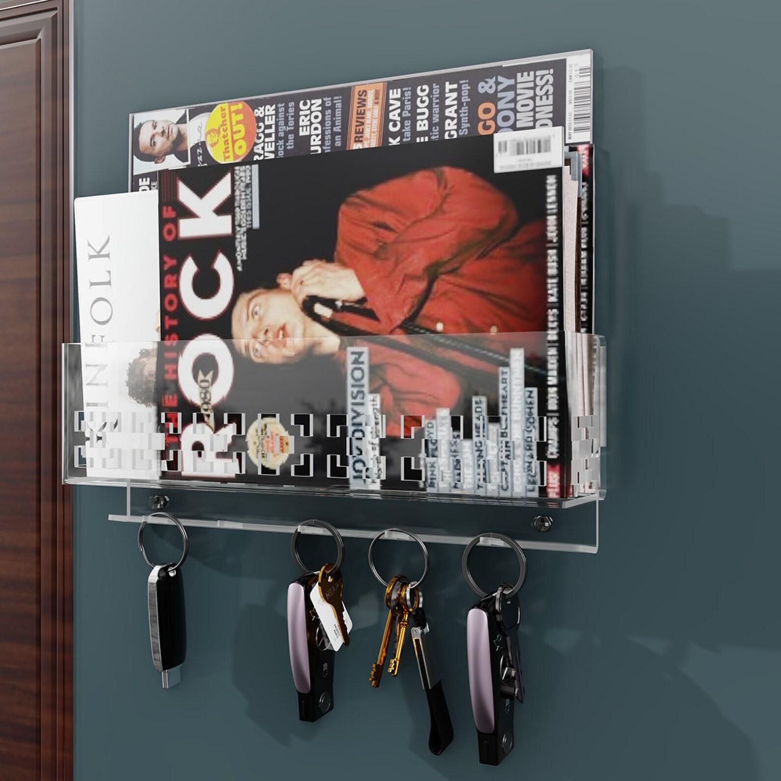 Wall Mounted Clear Acrylic Mail Holder With 5 Hooks Made in Etsy