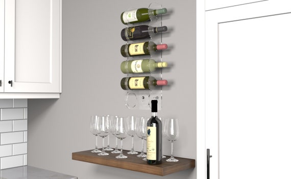 Acrylic Wall Mounted Wine Racks Holds 6 Bottles Wine Bottle Holder for Walls Modern Decorative Wall Mount Wine Rack Made in USA Etsy