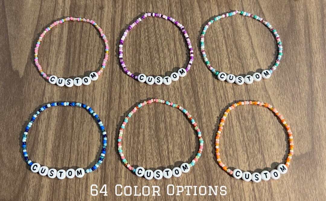 Custom Beaded Letter Bracelets 64 Color Options : - Etsy