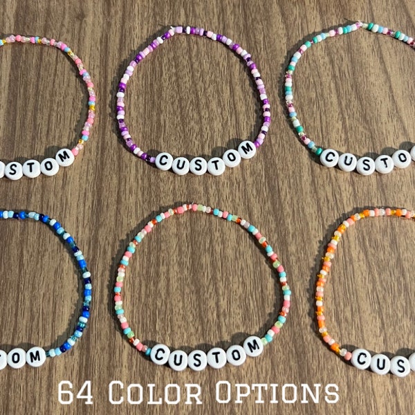 Custom Beaded Letter Bracelets! 64 color options :)