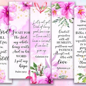 Printable Bible Verse Bookmarks Set #1 PATIENCE | Size A4 Instant digital download | Scripture Bookmark, Prayer Journal