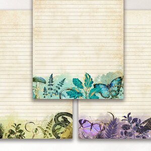 Vintage Wood Witch Floral 6 diseños Imprimible Papelería Juego de Papelería, A4 / 8.5x11, Botanical Witchy Letter Writing, Downloadable Journal Paper