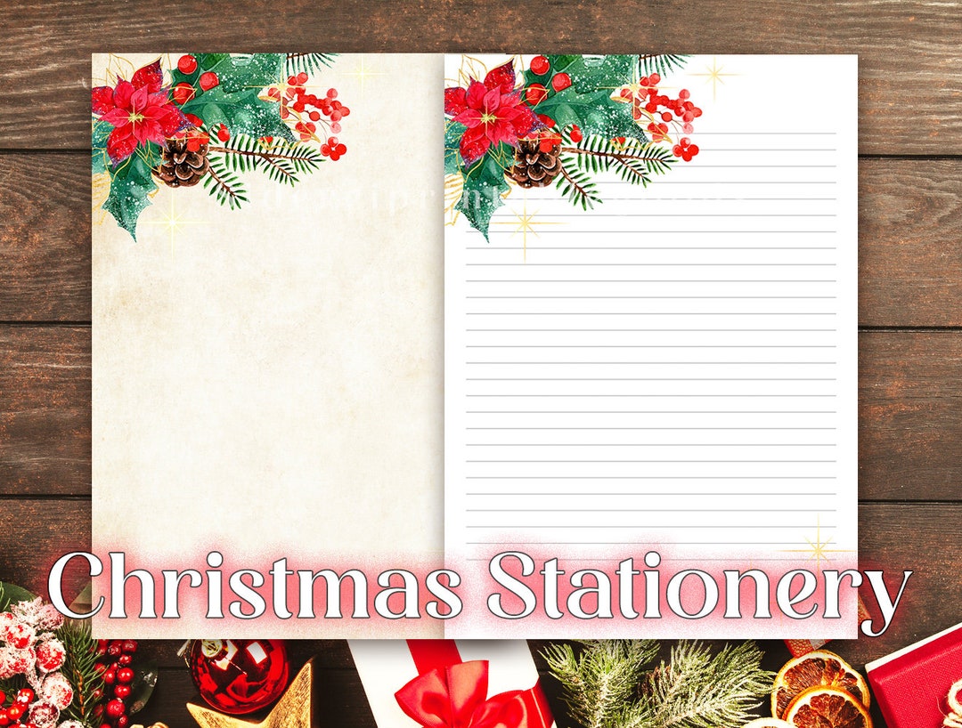 Christmas Printable Writing Paper No 001 / A4 / 8.5x11, Xmas Holly