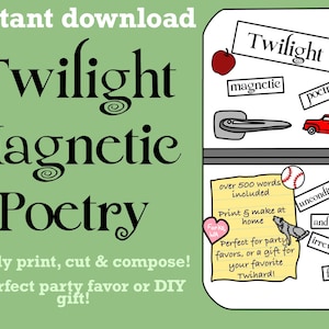 Twilight Saga Magnetic Poetry | Instant Download | Twilight Party | Printable Gift | Wedding Party Favor