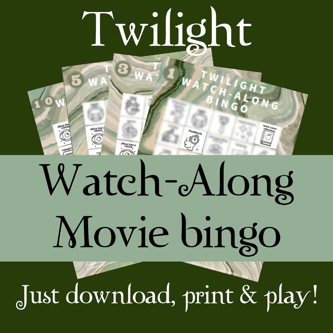 Twilight Saga Watch Along Bingo Instant Download Movie Etsy