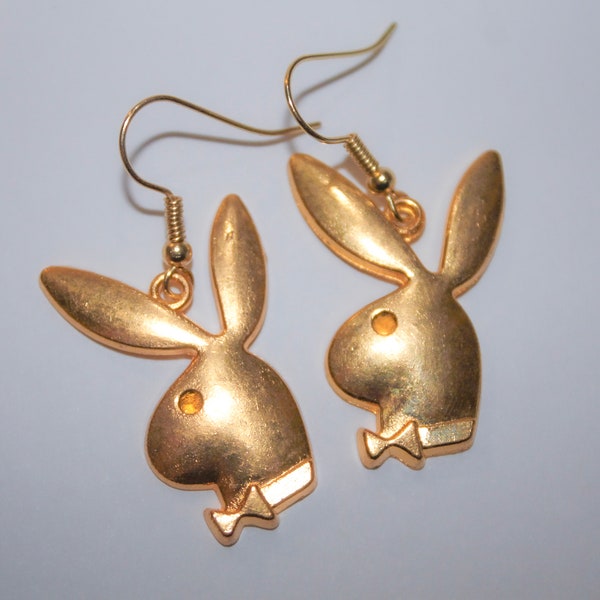 Gold Playboy Bunny Earrings