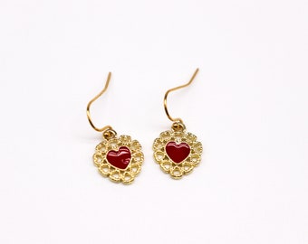 Mini gold heart earrings