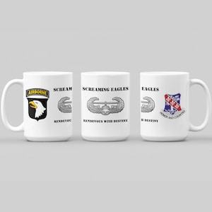 101st Airborne Mug, 101st Airborne Division, 327th 101st Airborne Patch, 101st Airborne 15oz Mug, Expresso Mug, Custom Coffee Mug