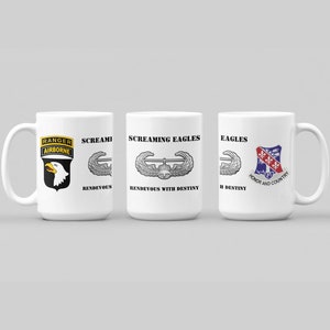 101st Airborne Mug, 101st Airborne Division, 327th INF, 101st Airborne Patch, 101st Airborne 15oz Mug, Expresso Mug, Army Ranger