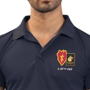 1-27th INF, 25th Infantry Division Polo, 25th Infantry Division Vietnam Shirt, Army Infantry Polo, 27th Infantry Wolfhounds, US Army Polo