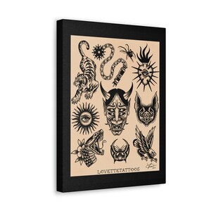 Tattoo Flash Print Canvas Gallery Wraps