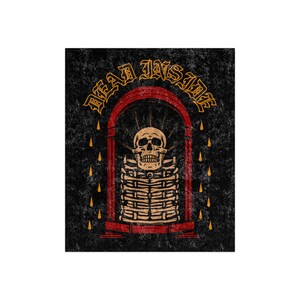 Dead Inside Tattoo Crushed Velvet Blanket - Cozy Decor for Halloween, Spooky Vibes for Home, Unique Gift for Goth Lovers, Soft Throw Blanket