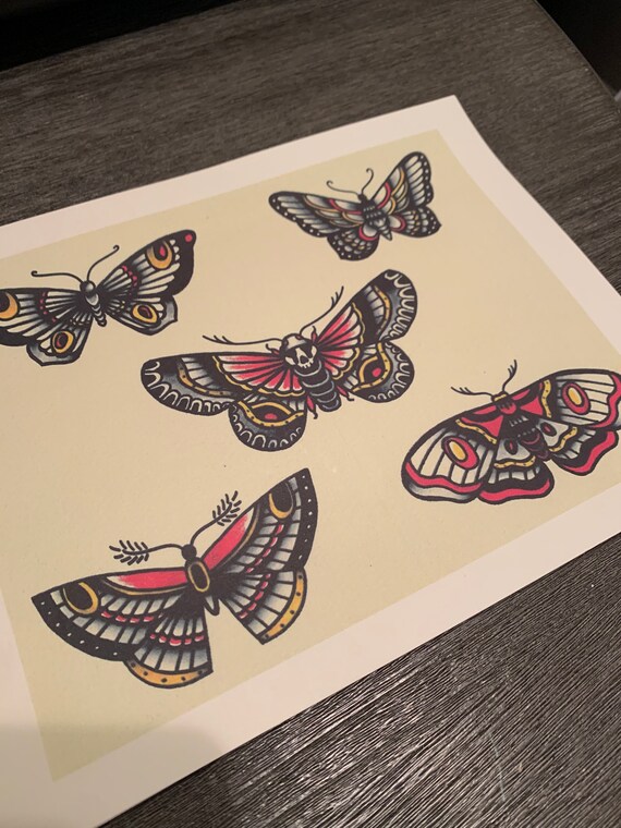 Traditional Butterfly Tattoo Print | Etsy