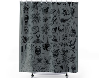 Tattoo Old School Flash Shower Curtain (Dark Grey)