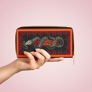 Cartera con cremallera de serpiente ardiente: cartera elegante y funcional para uso diario, regalo perfecto para los amantes de las serpientes, accesorio atrevido para festivales o