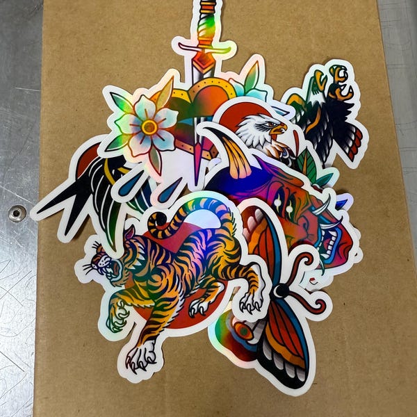 Traditional Tattoo Stickers, tattoo stickers, trad stickers, cool stickers, tattoo artist, tattoo art