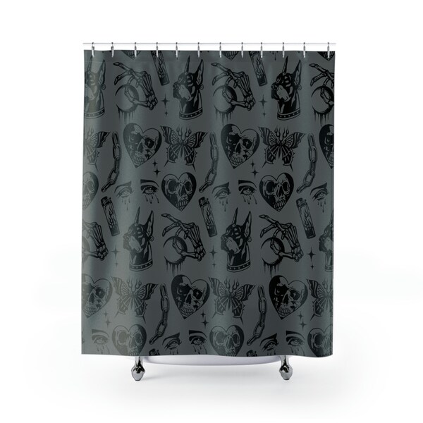Old School Tattoo Shower Curtain Etsy