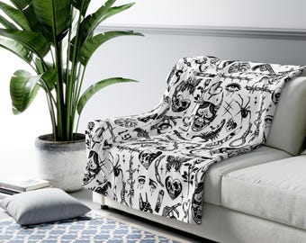 Traditional Tattoo Sherpa Fleece Blanket,  blanket, sherpa rose blanket, traditional tattoo blanket, tattoo flash