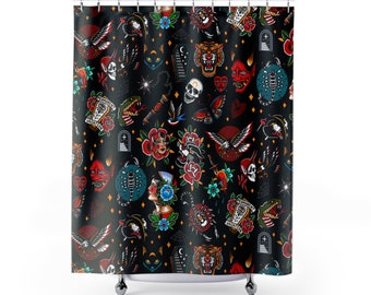 Tattoo Old School Flash Shower Curtain