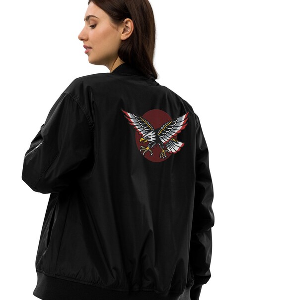 Eagle Embroidered Premium Recycled Bomber Jacket Etsy UK